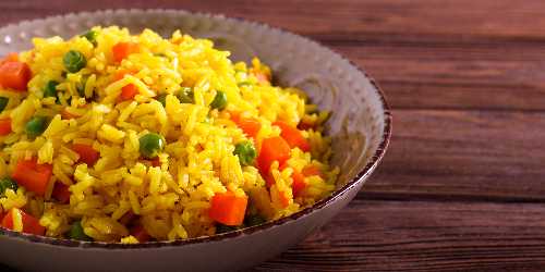 Ervilha com arroz e cenoura